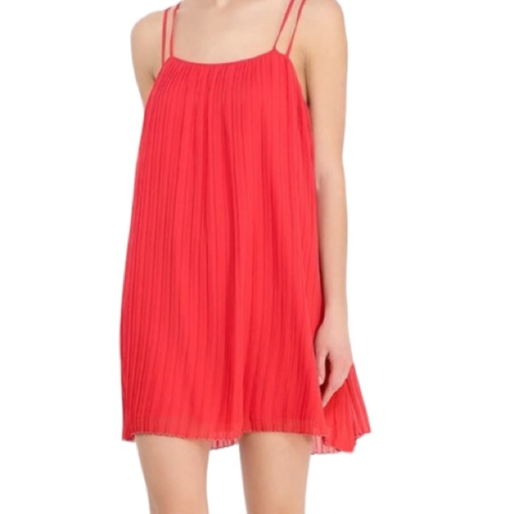 BCBGeneration Women’s Red Pleated CrissCross Back Strap Mini Dress  Size: XS